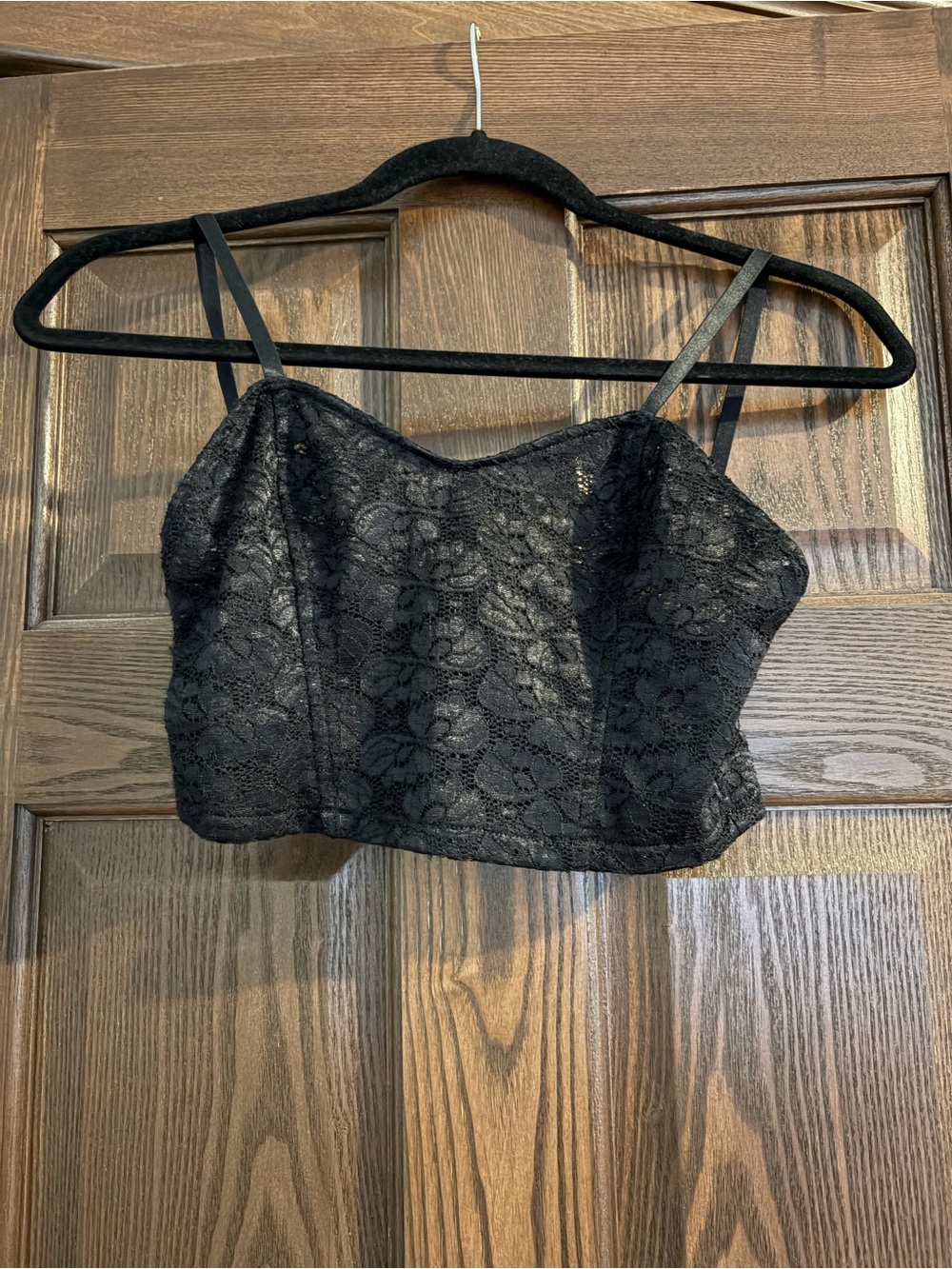 American Apparel Black Lace Floral Cropped Bralette